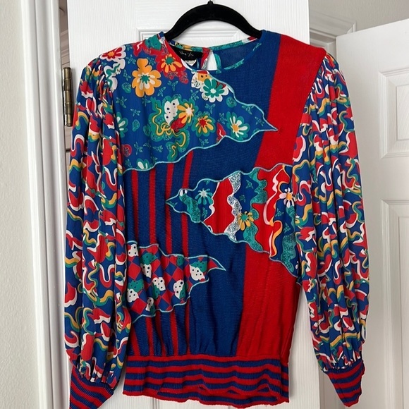 Vintage Diane Freis Blouse Size Small - Picture 1 of 6